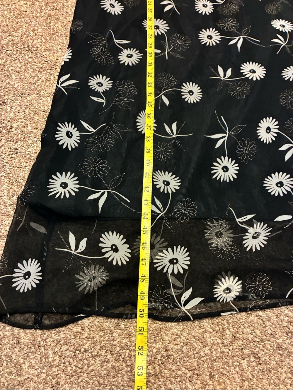 Connie Choi Black Maxi/Midi Dress with White Floral Print - Picture 10 of 11